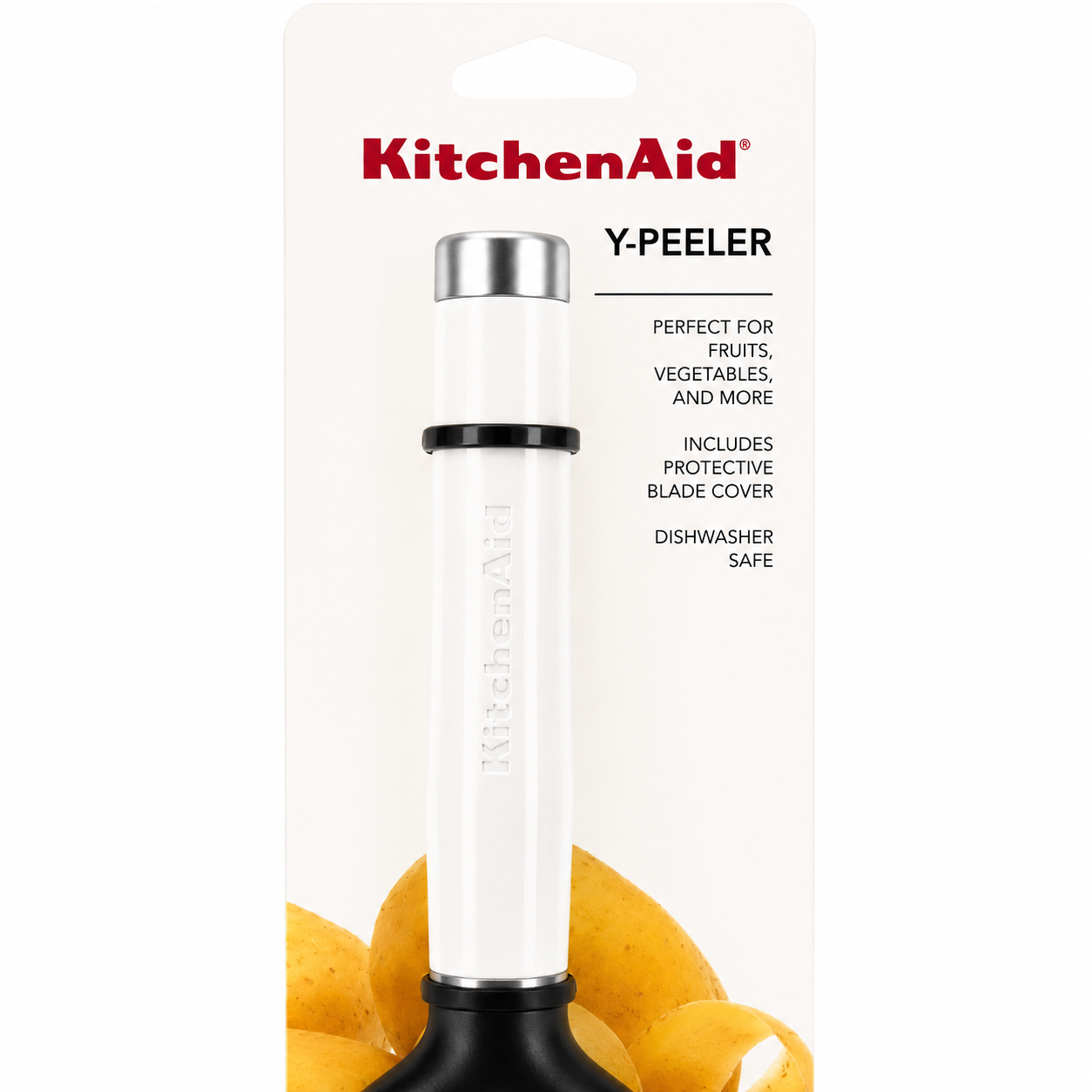 KitchenAid Y Peeler with Protective Blade Cover – White, Dishwasher Safe Vegetable & Fruit Peeler