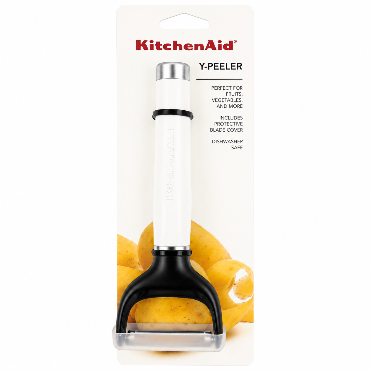 KitchenAid Y Peeler with Protective Blade Cover – White, Dishwasher Safe Vegetable & Fruit Peeler