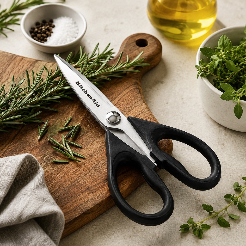 KitchenAid Black Kitchen Scissors Stainless-Steel Utility Shears with Protective Sheath