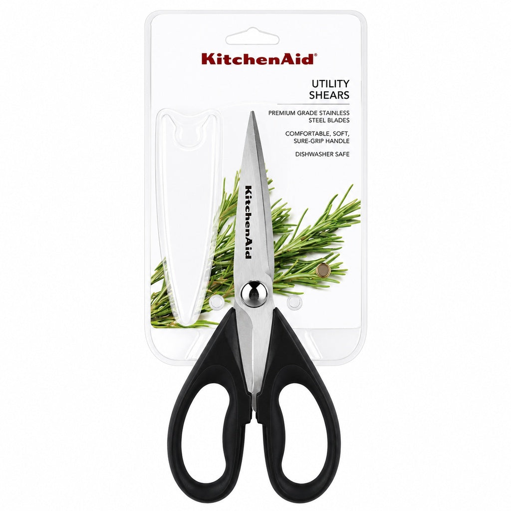 KitchenAid Black Kitchen Scissors Stainless-Steel Utility Shears with Protective Sheath